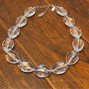 WHBM Statement Necklace ~ Clear Chunky Beads / Silver ~ White House Black Market